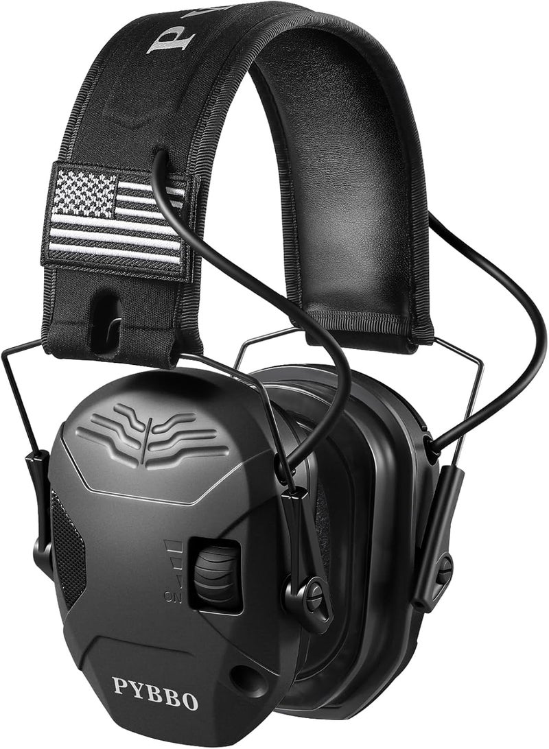 PYBBO Shooting Ear Protection with Gel Ear Pads, NRR 23dB Active Noise Reduction & 3X Sound Amplification Gun Range Earmuffs - Image 1